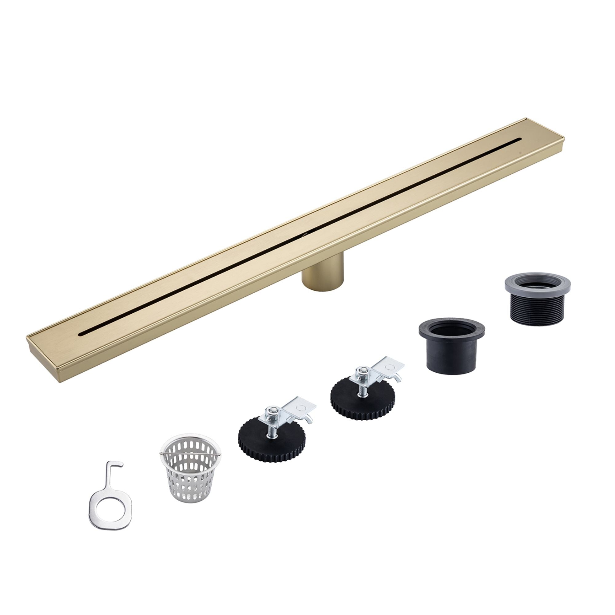 28" Linear Grid Shower Drain, Matte Black