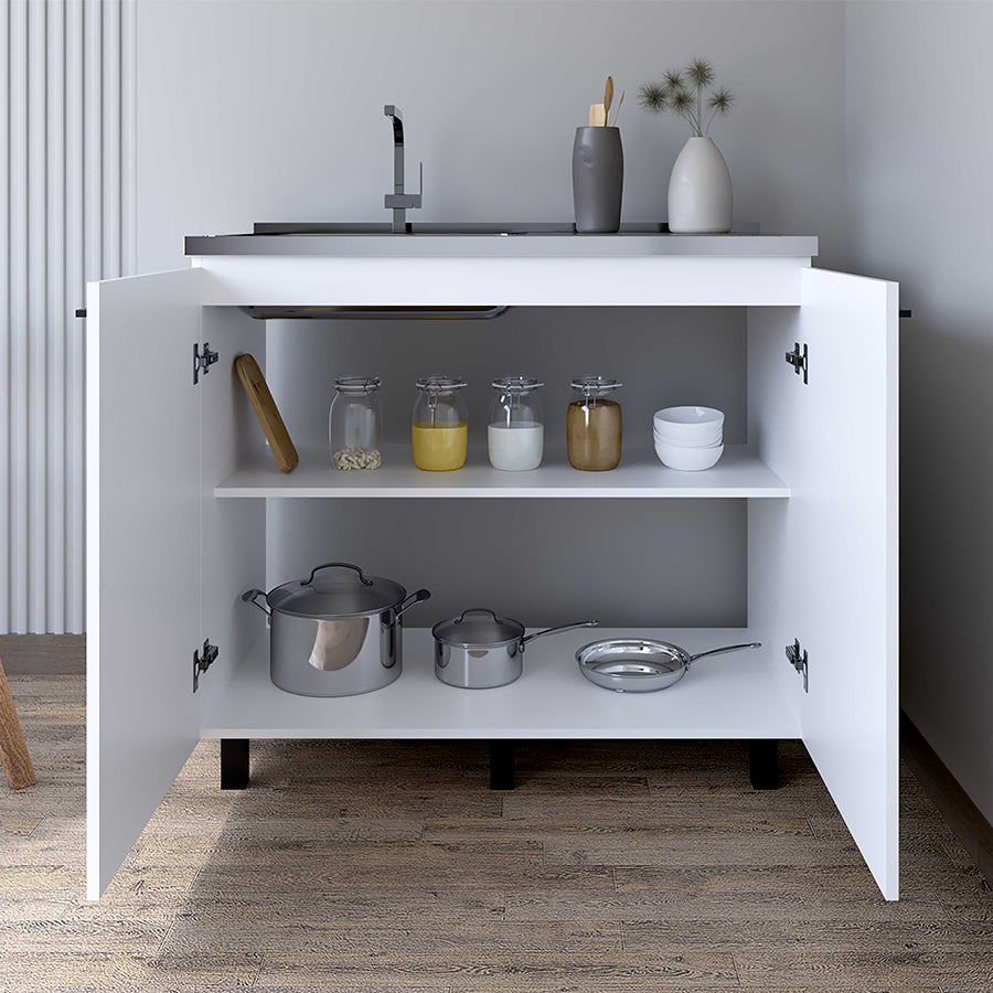 RAINLEX 39" Freestanding Utility Sink Cabinet with Double Basins & Soft-Close Doors (US05)