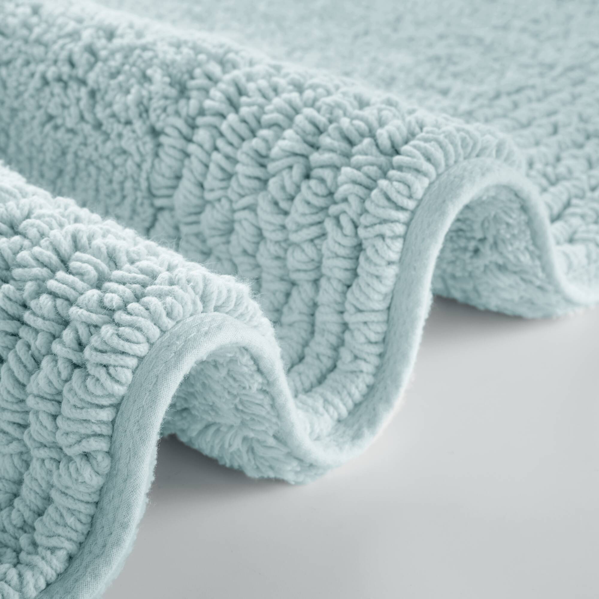 Rainlex 17" x 24" Reversible Cotton Bath Rug, Blue