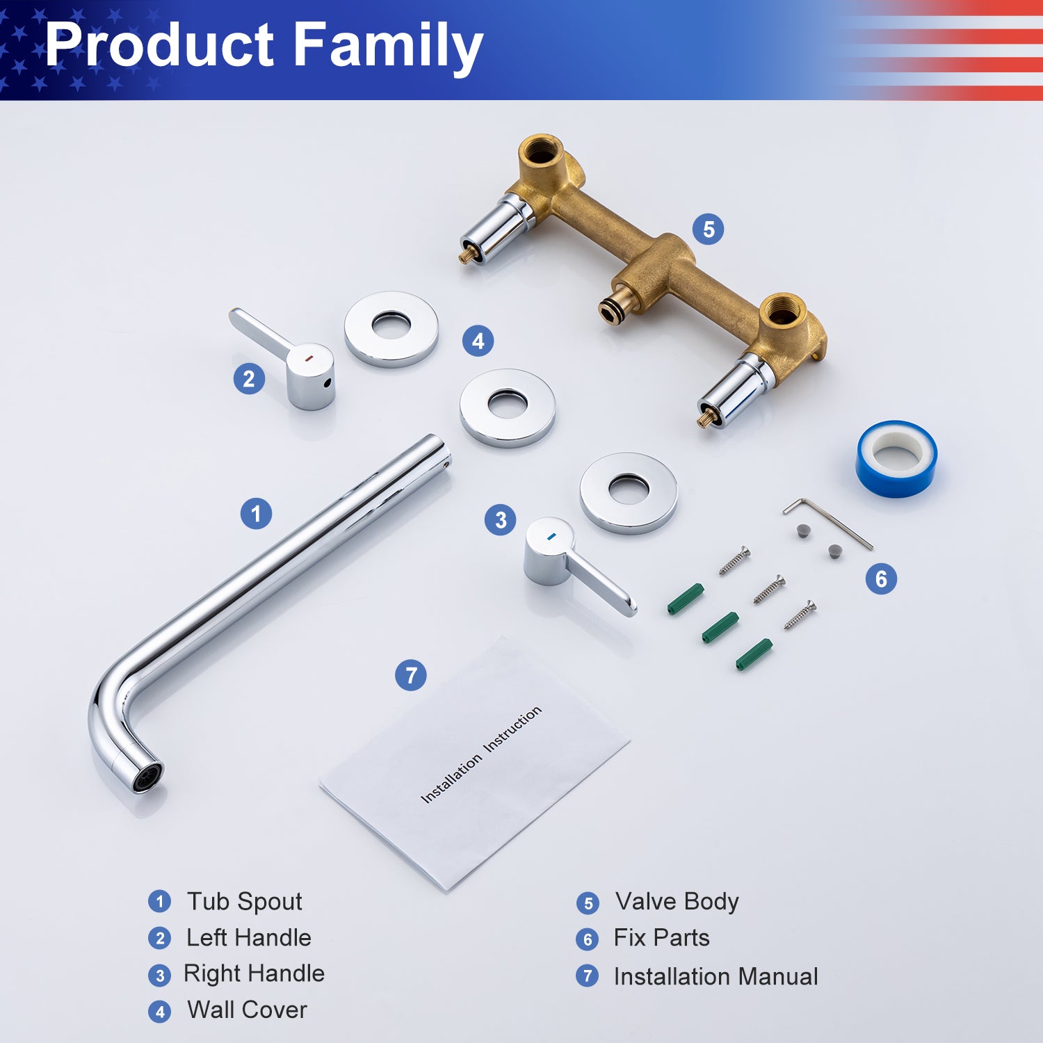 2-Handle Wall-Mount Roman Tub Faucet