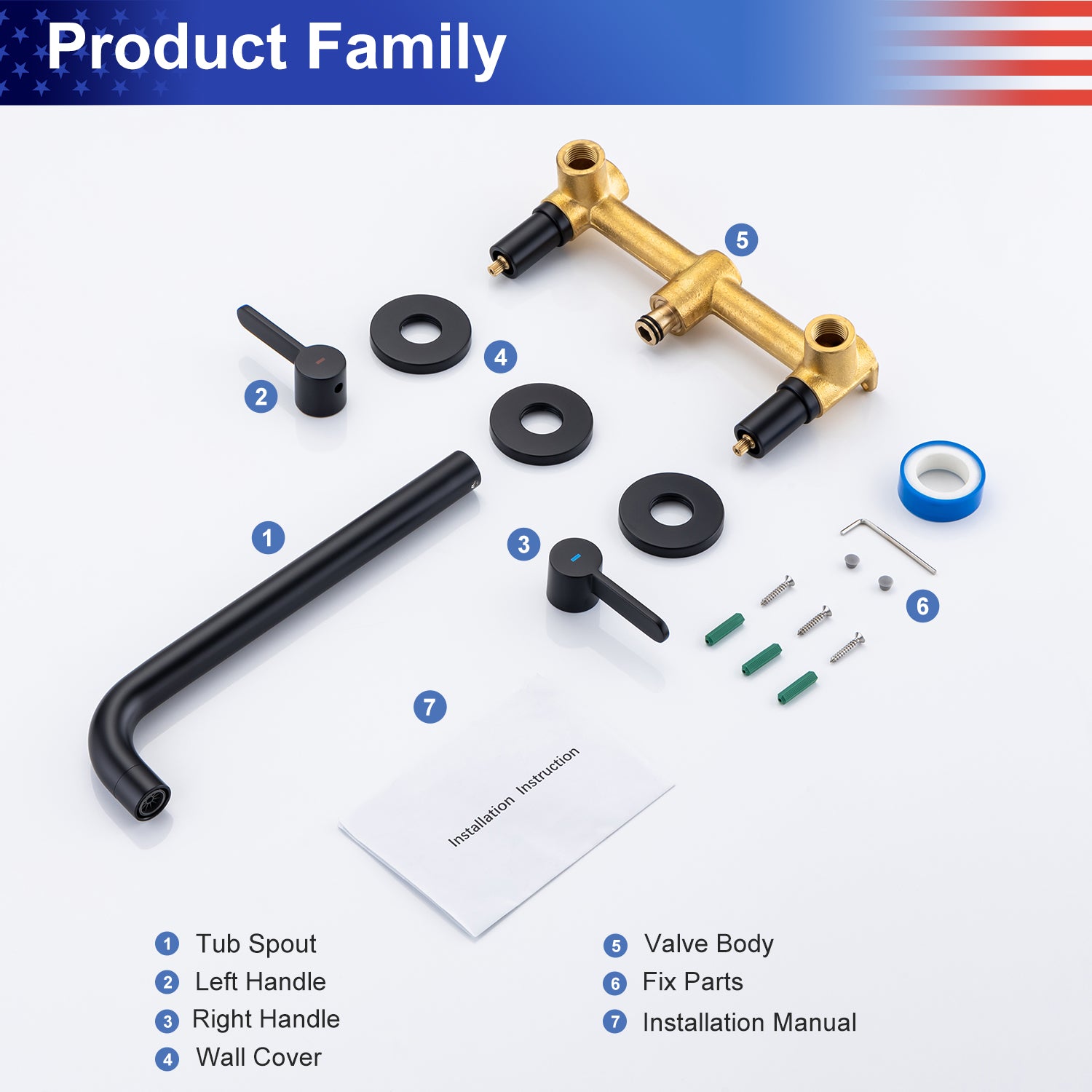 2-Handle Wall-Mount Roman Tub Faucet