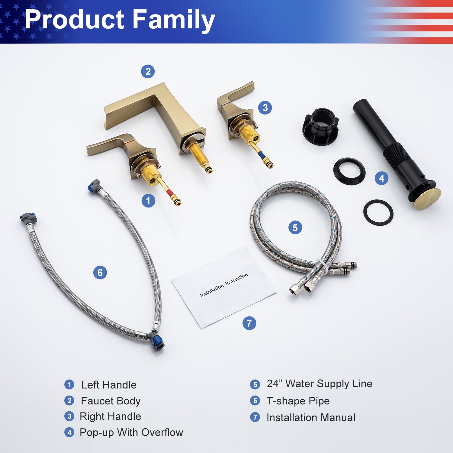 2-Handle Widespread Bathroom Faucet with Drain Assembly (S83002)