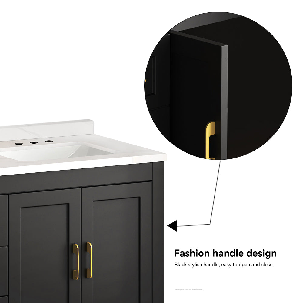 60" Freestanding Bathroom Vanity with Storage, Soft-Close Doors & Drawers, Matte Black