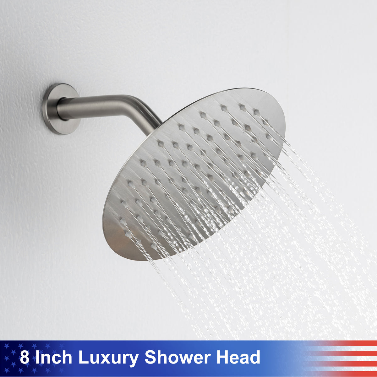 Pommeau de douche carré à 2 voies de 8 po avec robinet de raccordement au mur RX94202