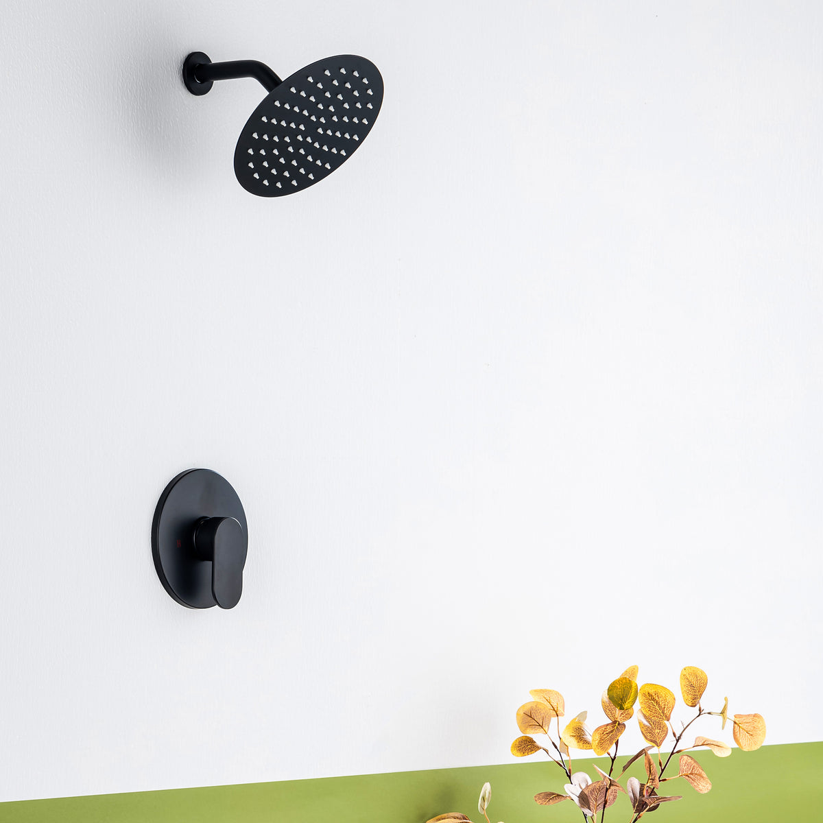 Pommeau de douche carré à 2 voies de 8 po avec robinet de raccordement au mur RX94202