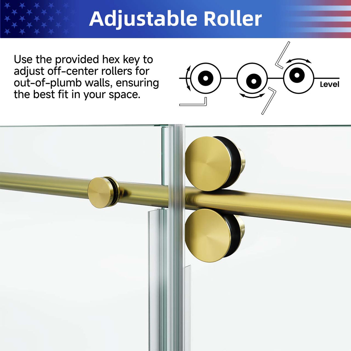 Frameless Sliding Shower Door with 3/8" Tempered Glass and Stainless Steel Frame
