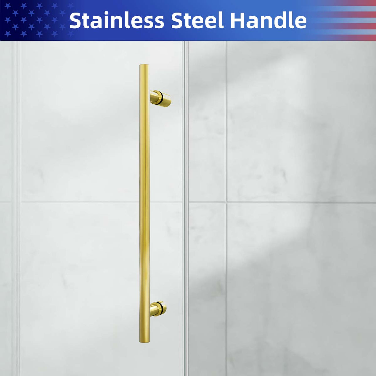 Frameless Sliding Shower Door with 3/8" Tempered Glass and Stainless Steel Frame