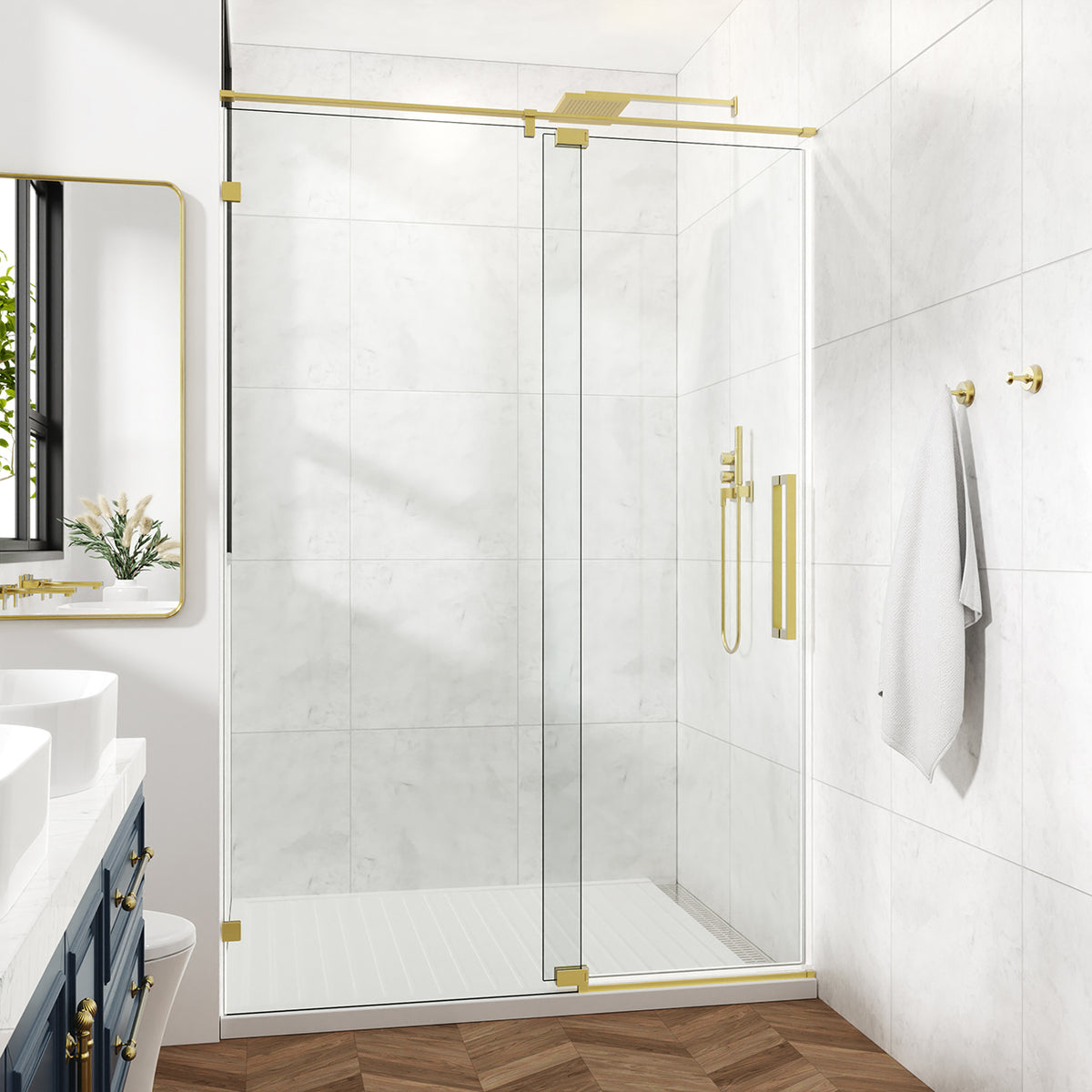 Rainlex Frameless Single-Panel Swing Shower Door with 5/16" Clear Tempered Glass and Safety Film