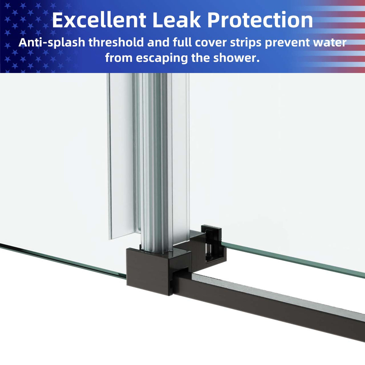 Frameless Sliding Shower Door with 3/8" Tempered Glass and Stainless Steel Frame
