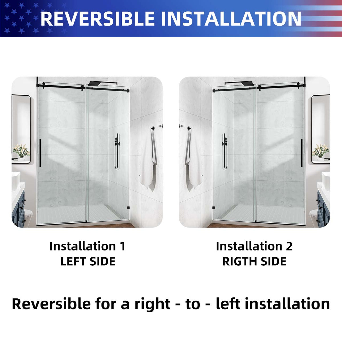 Rainlex Frameless Single-Panel Sliding Shower Door with 3/8" Tempered Glass and Stainless Steel Frame