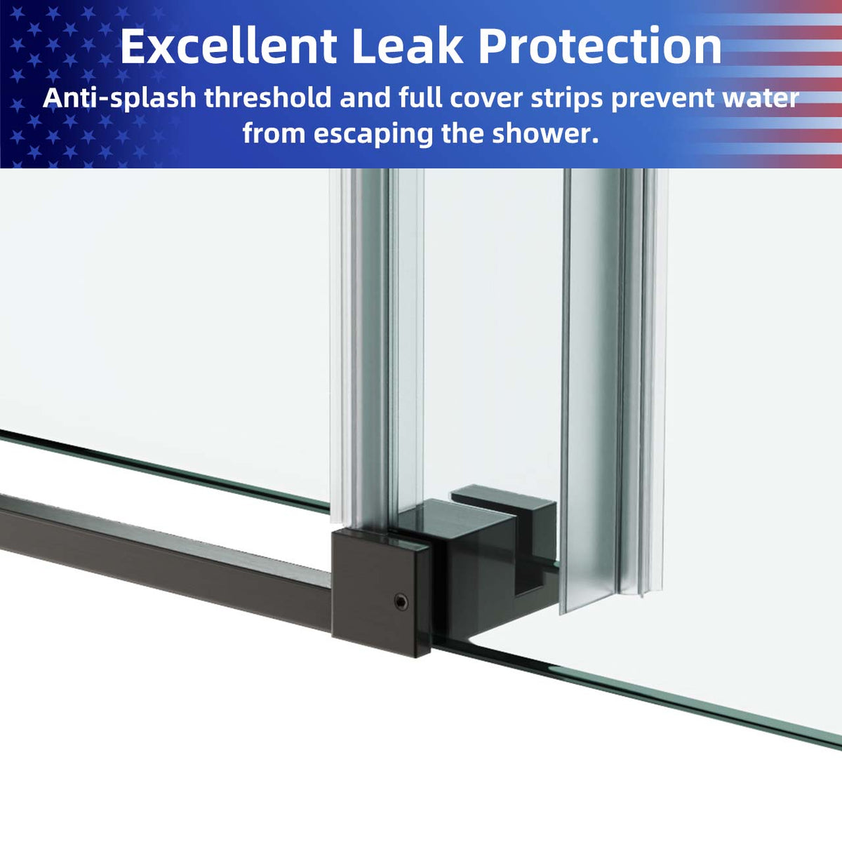 Rainlex Frameless Single-Panel Sliding Shower Door with 3/8" Tempered Glass and Stainless Steel Frame