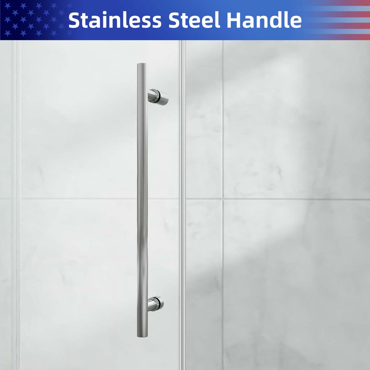 Frameless Sliding Shower Door with 3/8" Tempered Glass and Stainless Steel Frame