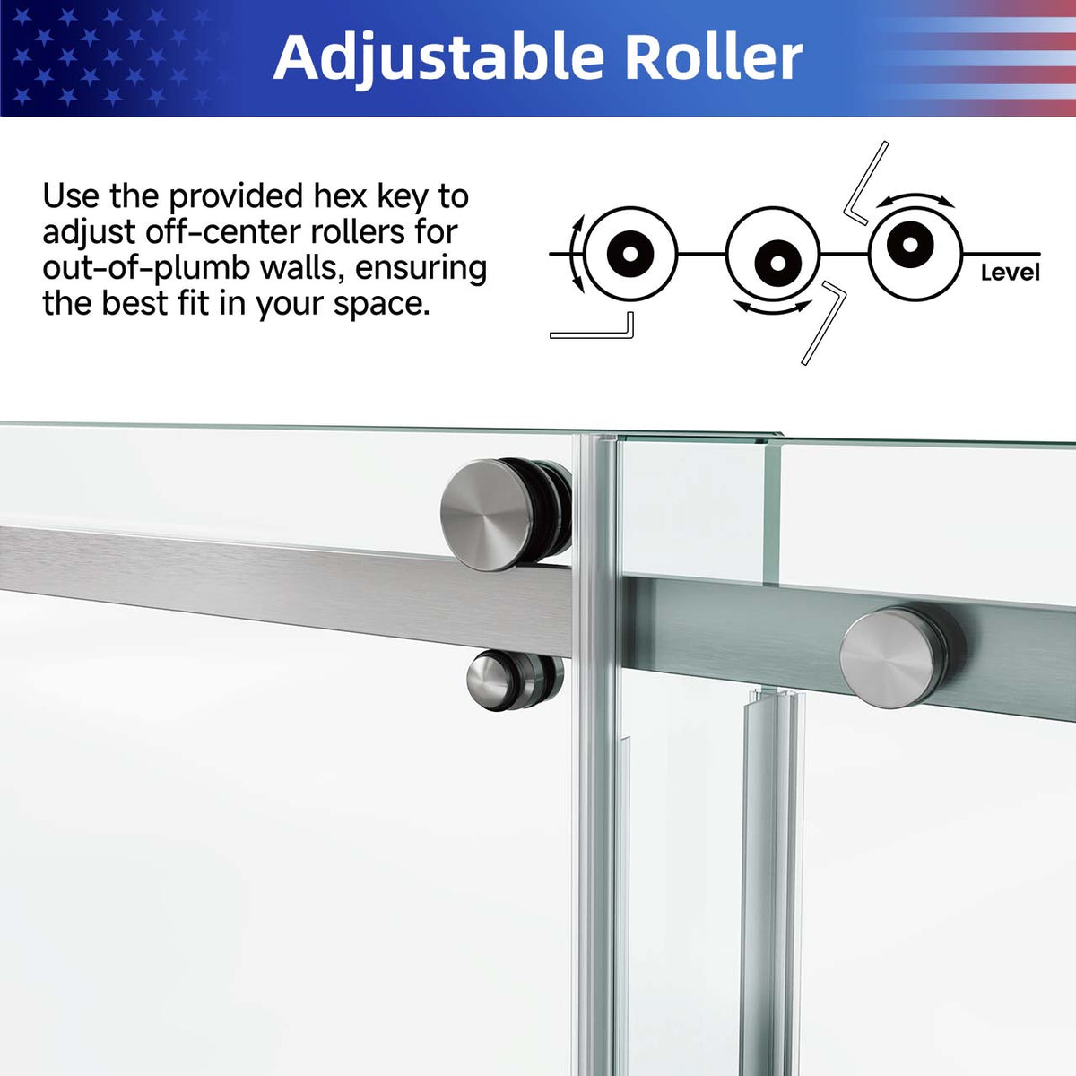 Rainlex Frameless Single-Panel Sliding Shower Door with 3/8" Tempered Glass and Stainless Steel Frame