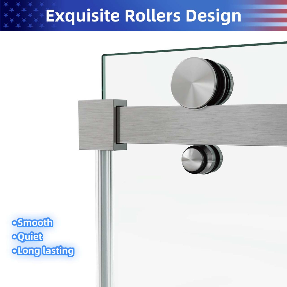 Rainlex Frameless Single-Panel Sliding Shower Door with 3/8" Tempered Glass and Stainless Steel Frame