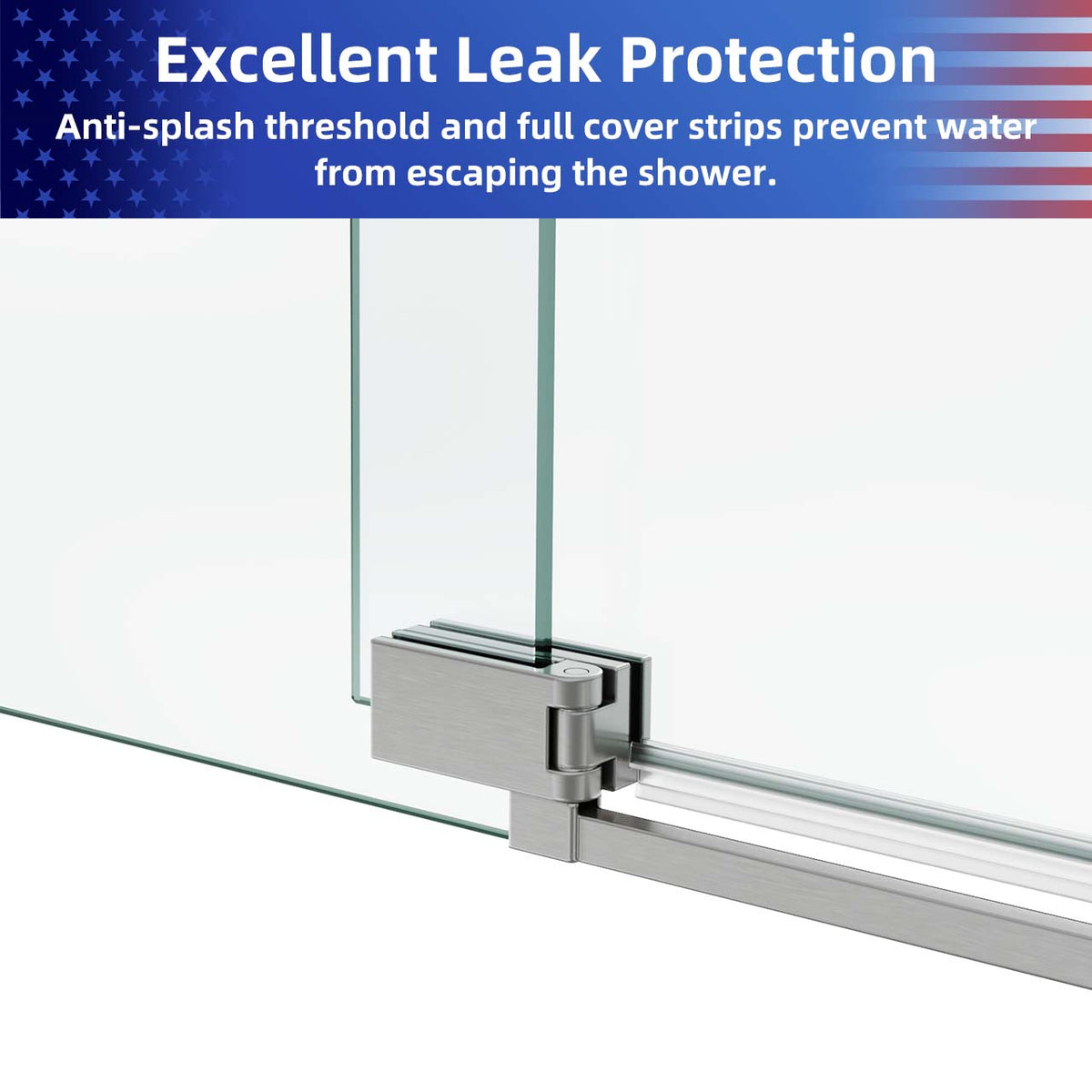 Rainlex Frameless Single-Panel Swing Shower Door with 5/16" Clear Tempered Glass and Safety Film