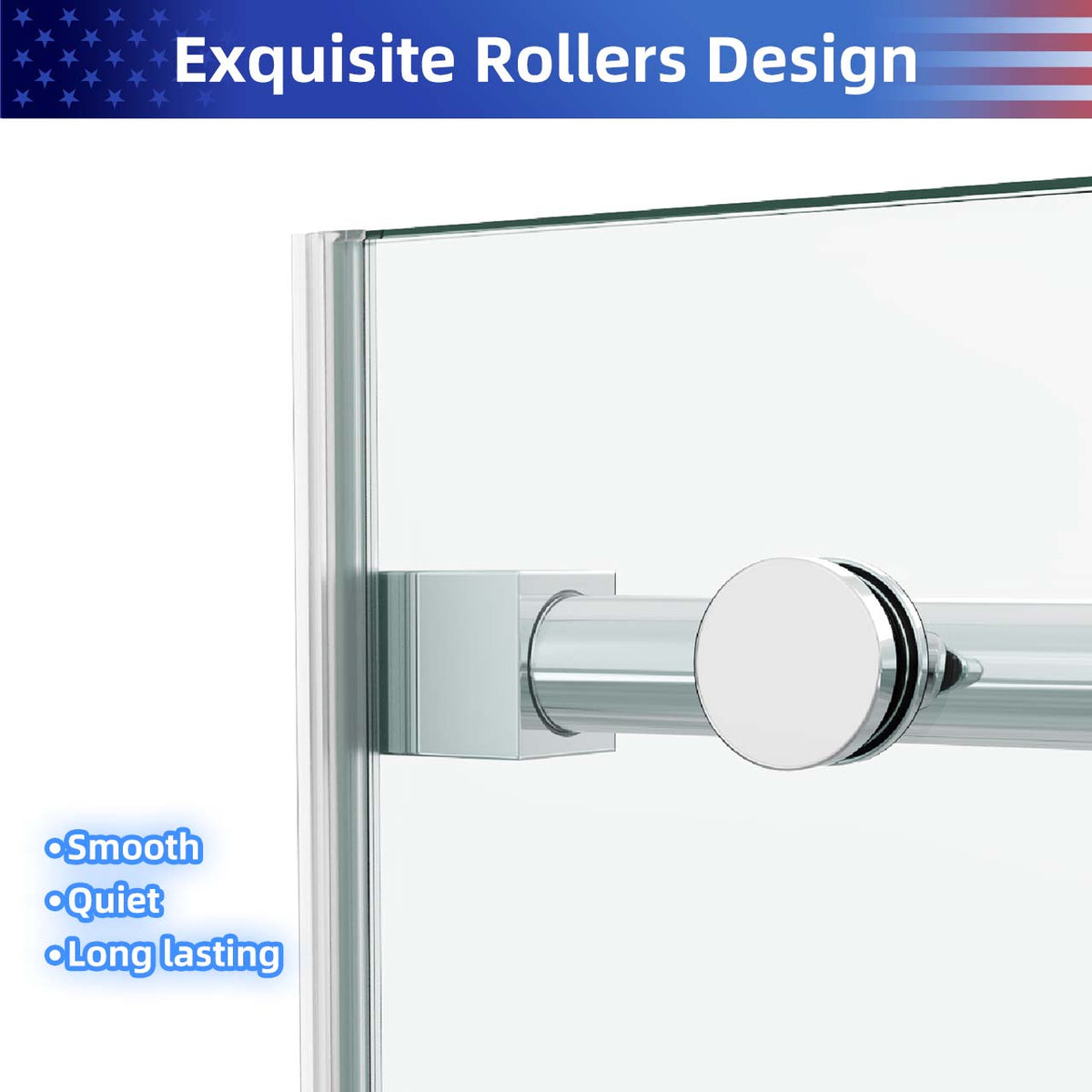 Frameless Sliding Shower Door with 3/8" Tempered Glass and Stainless Steel Frame