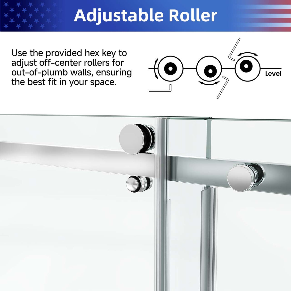 Rainlex Frameless Single-Panel Sliding Shower Door with 3/8" Tempered Glass and Stainless Steel Frame