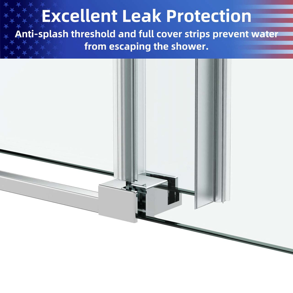 Rainlex Frameless Single-Panel Sliding Shower Door with 3/8" Tempered Glass and Stainless Steel Frame