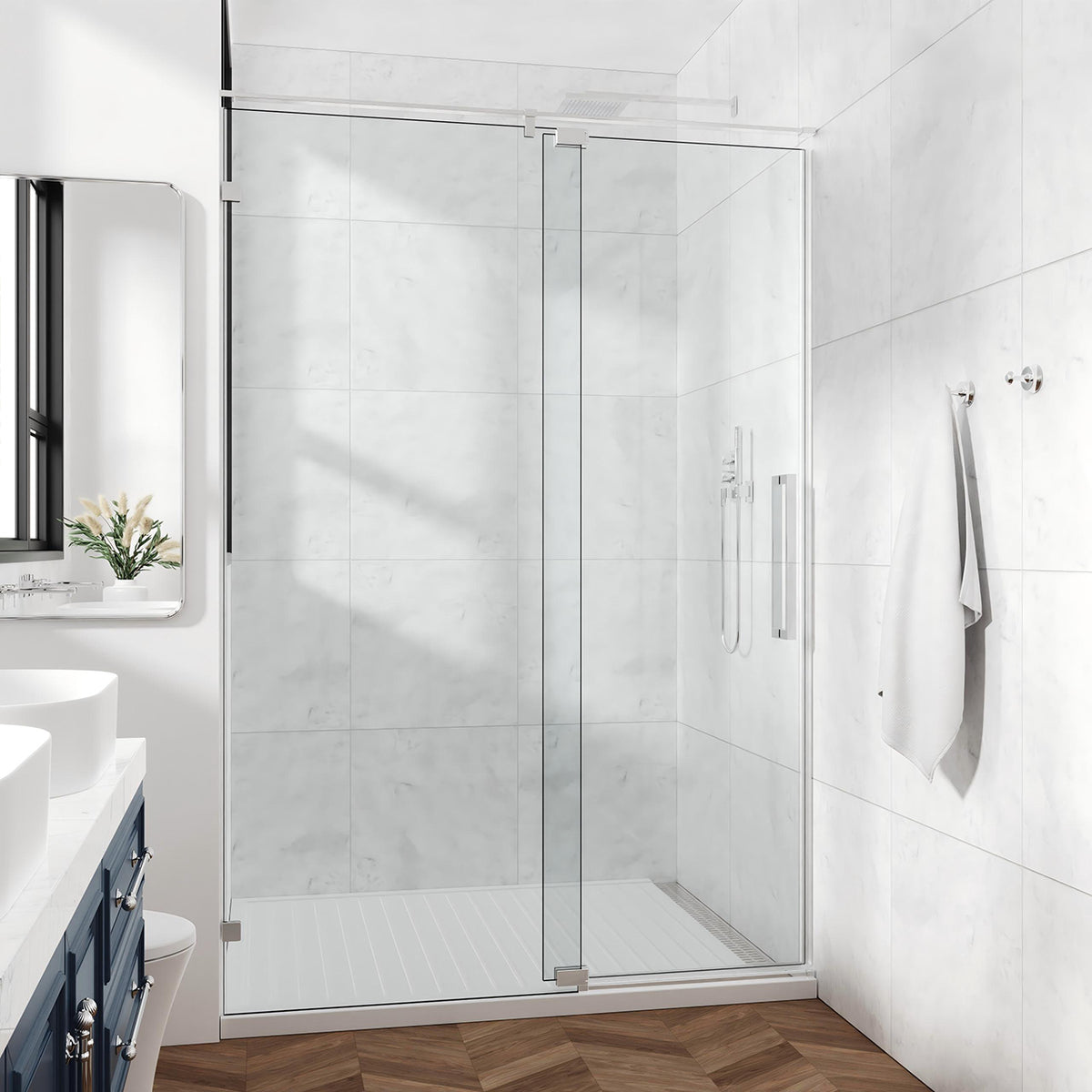 Rainlex Frameless Single-Panel Swing Shower Door with 5/16" Clear Tempered Glass and Safety Film
