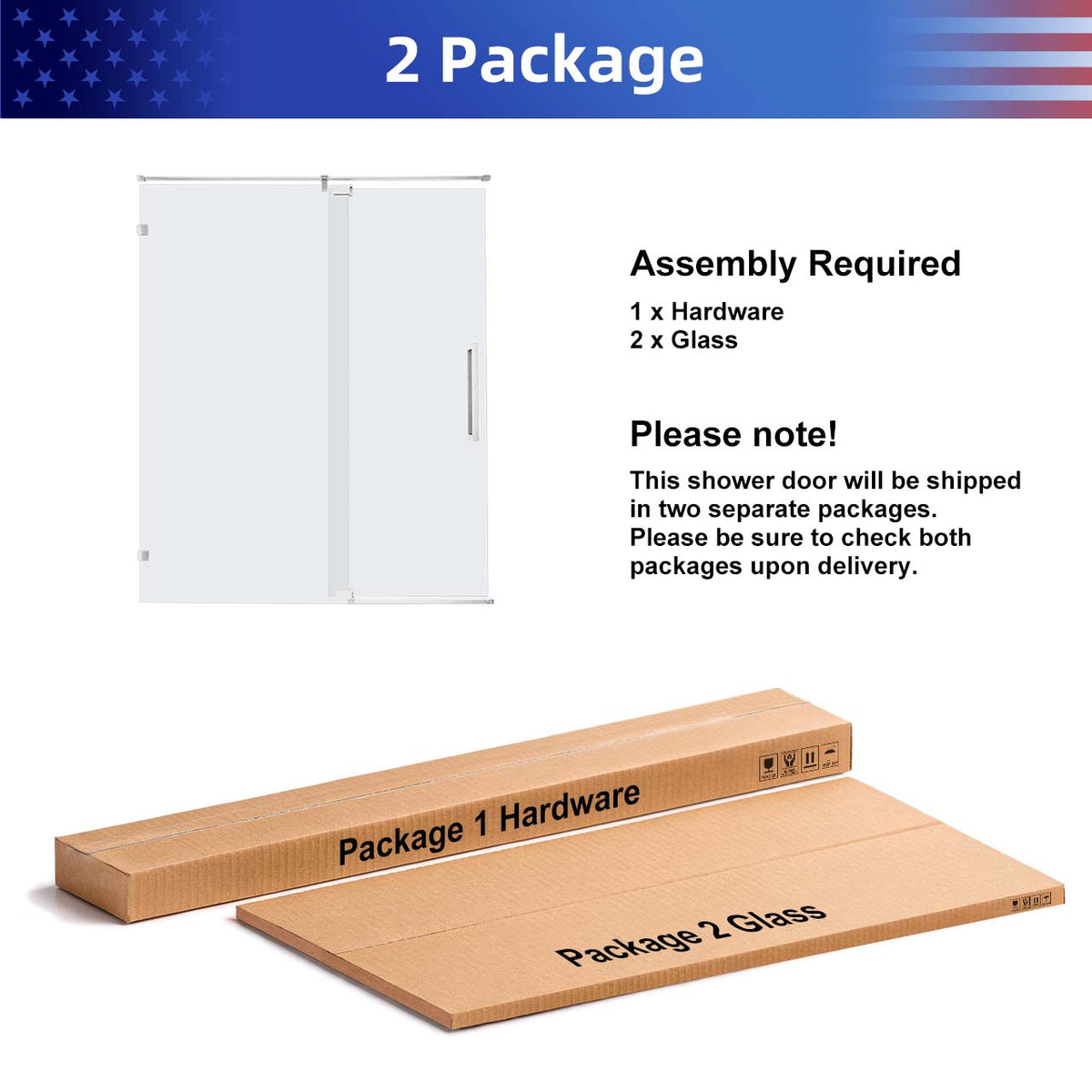 Rainlex Frameless Single-Panel Swing Shower Door with 5/16" Clear Tempered Glass and Safety Film