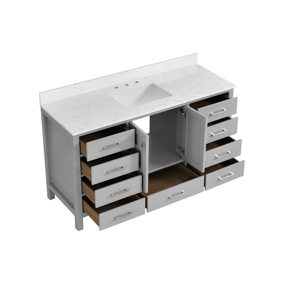 RAINLEX 60 in. Freestanding Double Sink Bathroom Vanity, Solid Wood