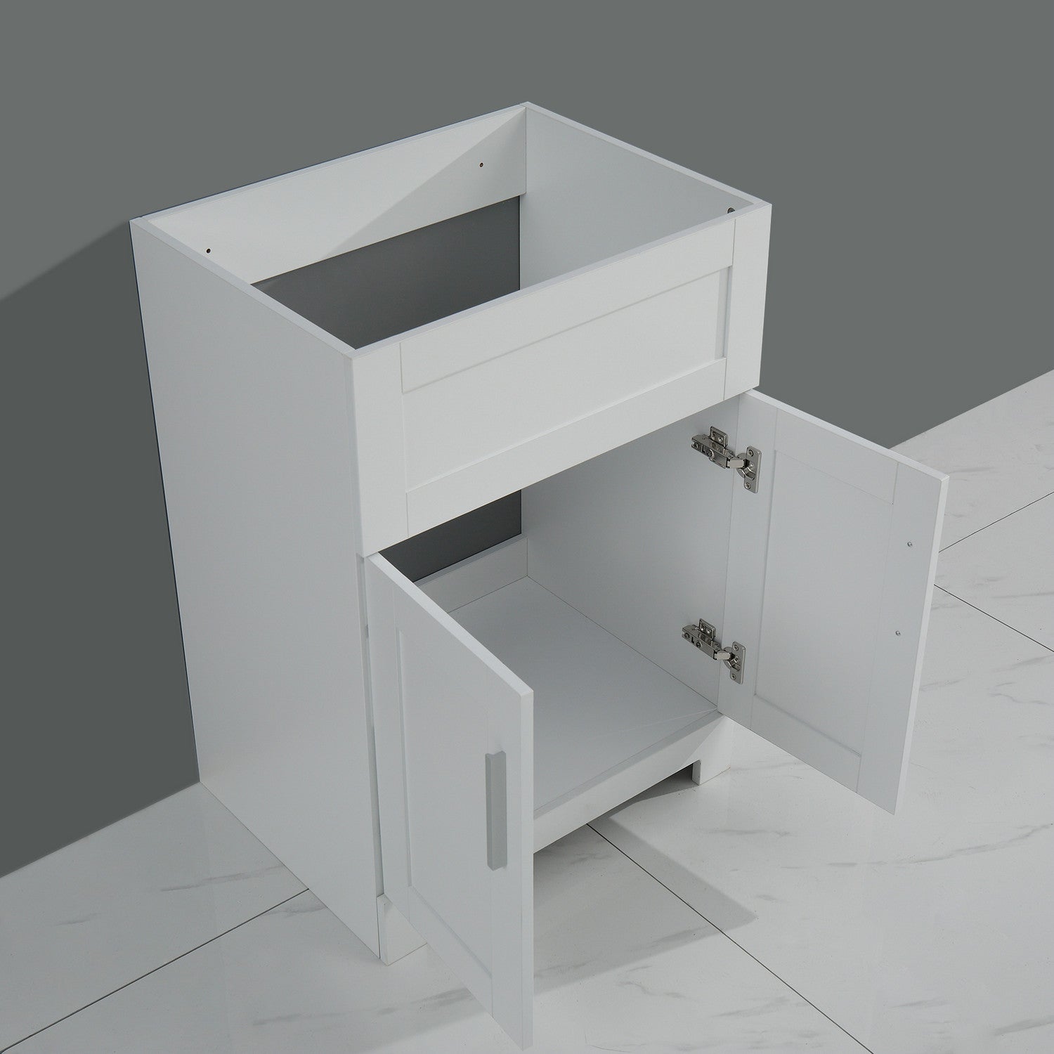 Rainlex 24 in. White Paint-Free Laundry Utility Sink Cabinet with 12-Gauge Brushed Stainless Steel Sink, Tall Faucet & Soft-Close Doors