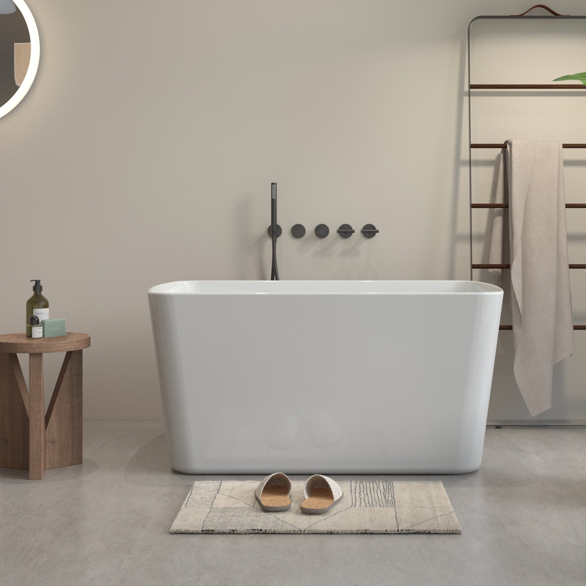 49" Square Acrylic Japanese Soaking Bathtub
