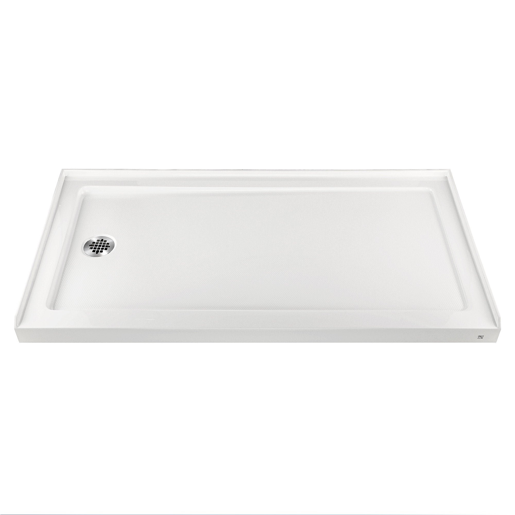 Rainlex 60" x 32" Single-Threshold Shower Pan with Drain, White