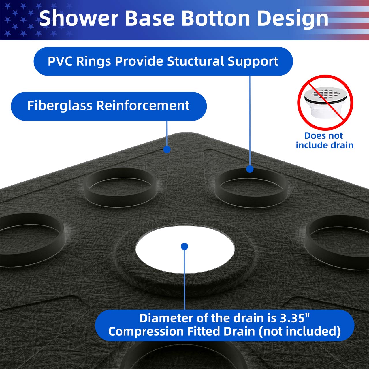Rainlex 36" x 36" Neo-Angle Corner Shower Base, White