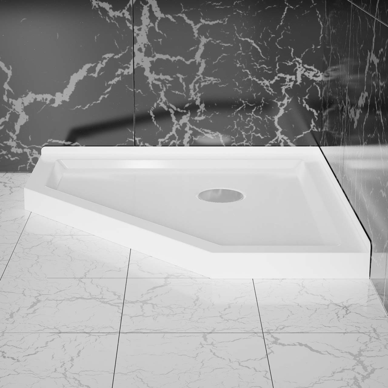Rainlex 36" x 36" Neo-Angle Corner Shower Base, White