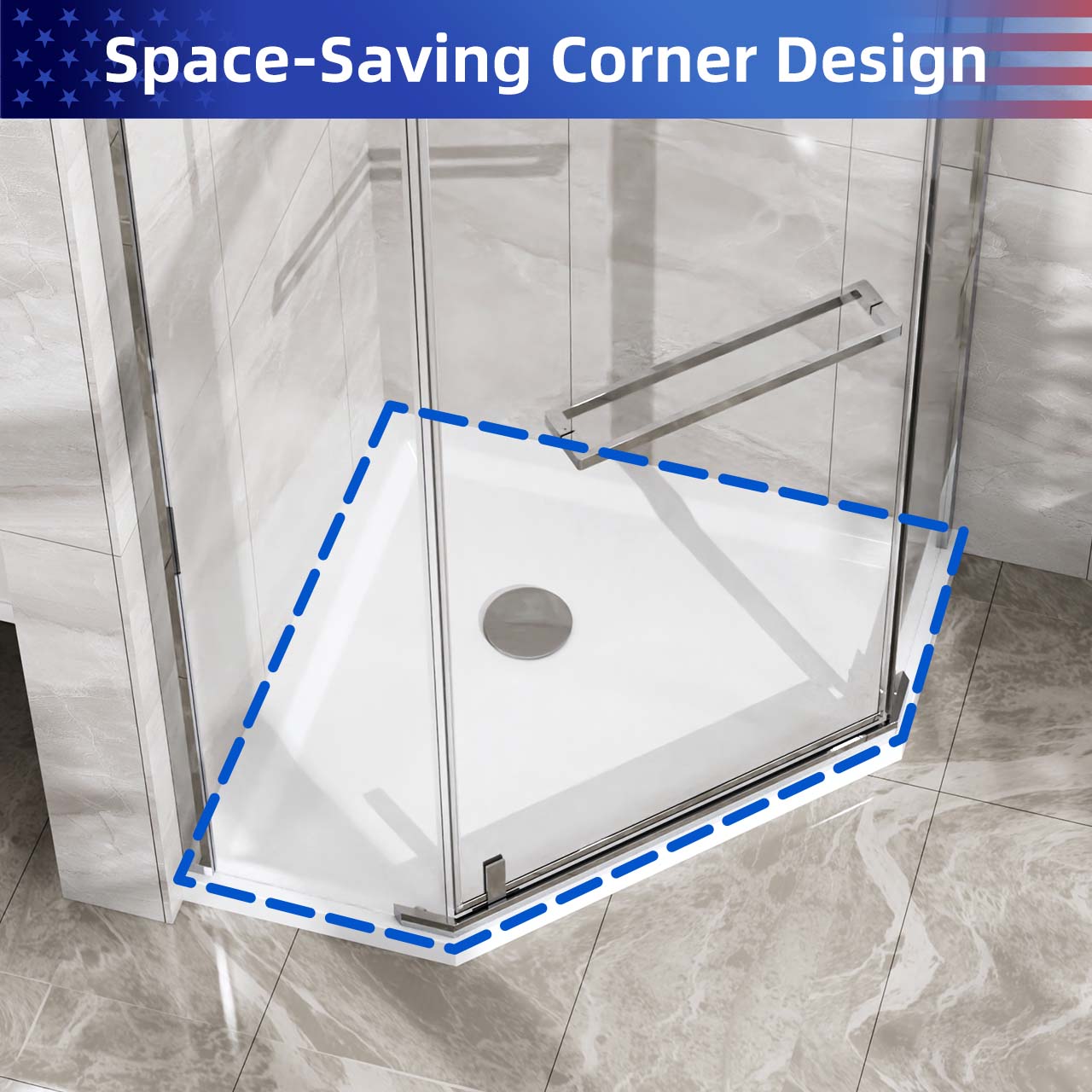 Rainlex 36" x 36" Neo-Angle Corner Shower Base, White