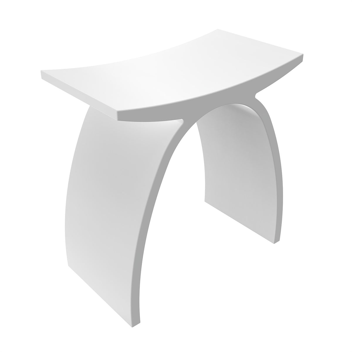 RAINLEX Freestanding Solid Surface Arched Bathroom Stool, Waterproof Non-Slip Shower Seat
