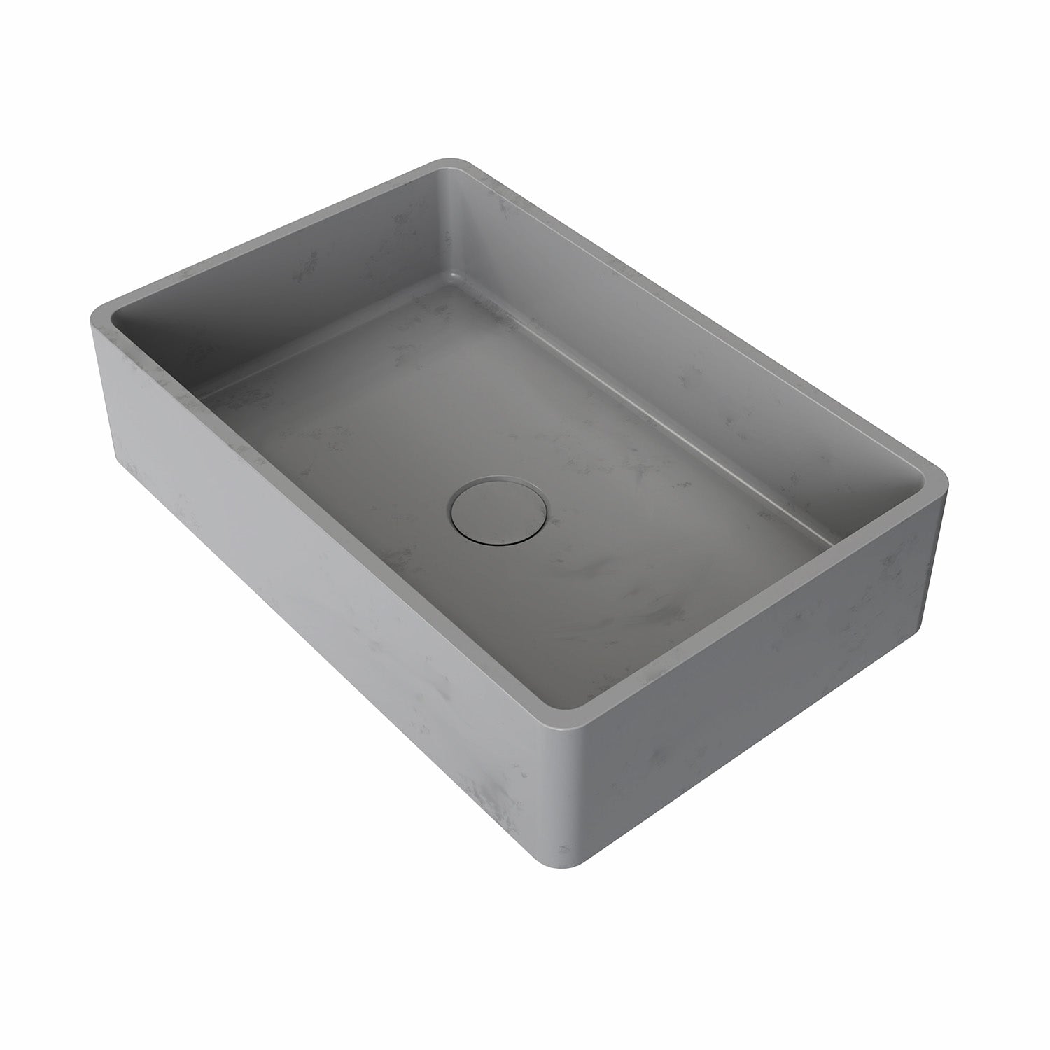 19.68 in. Rectangular Concrete Vessel Bathroom Sink, Modern Gray Wash Basin