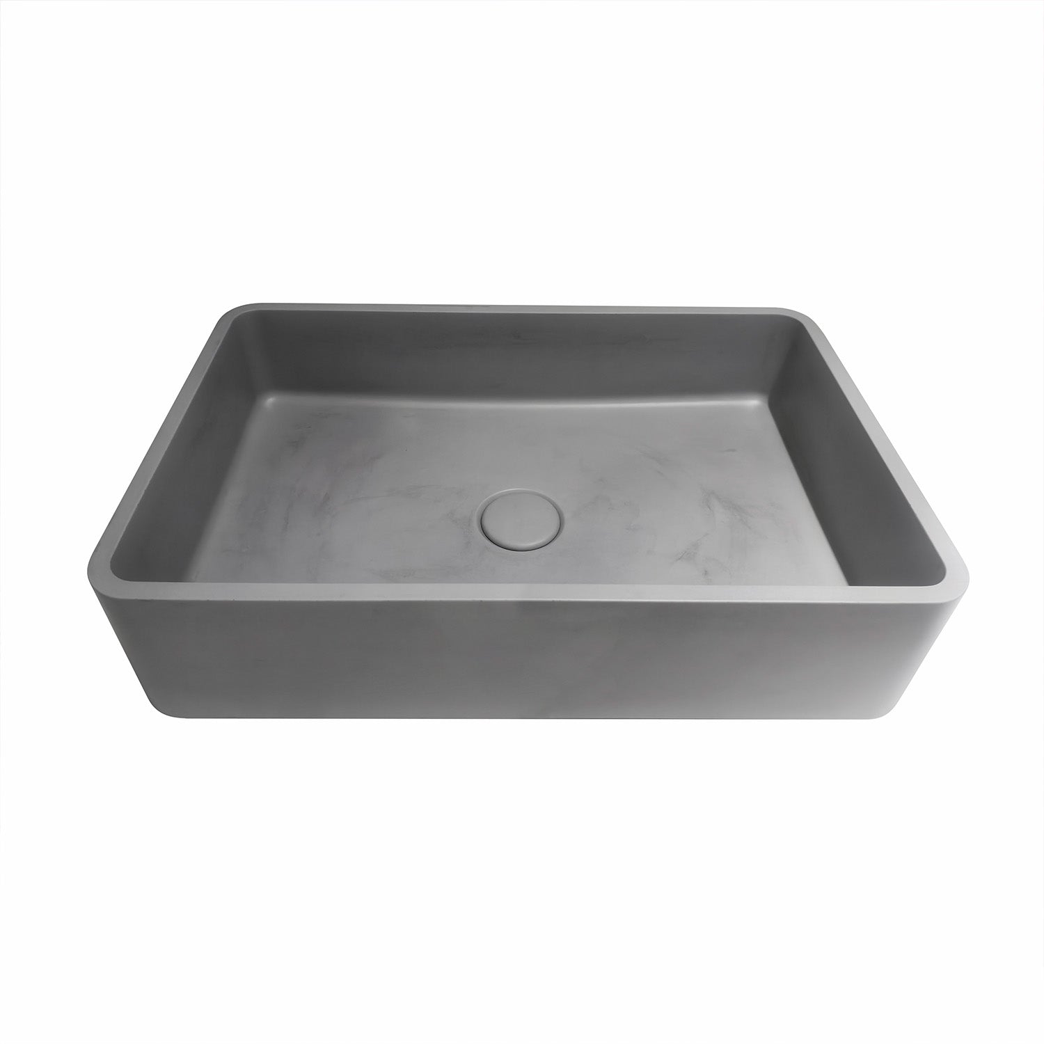 19.68 in. Rectangular Concrete Vessel Bathroom Sink, Modern Gray Wash Basin