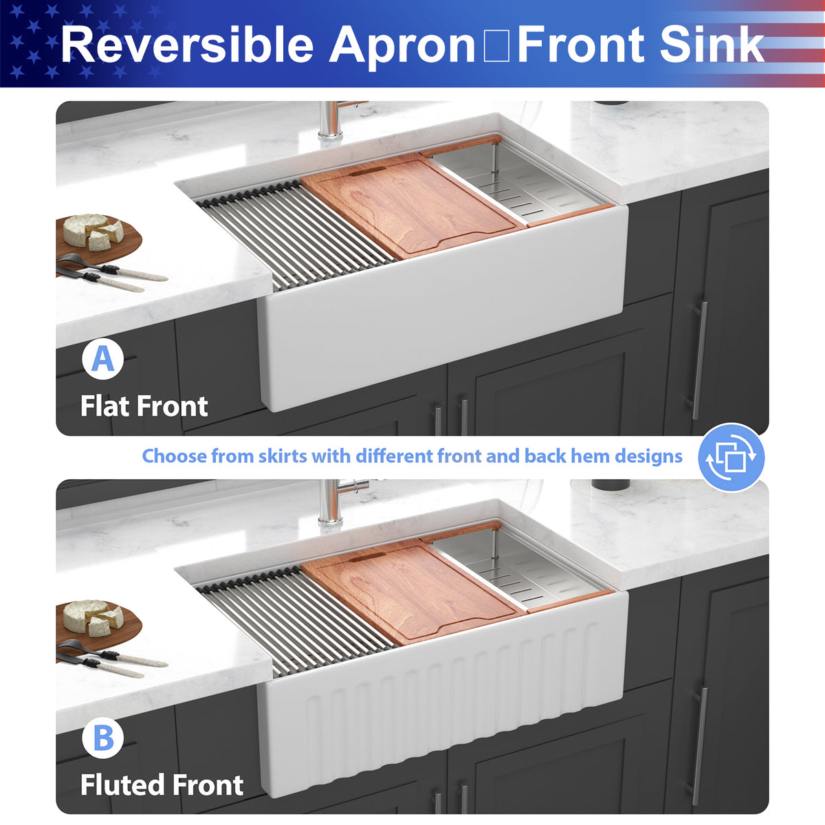 30 in. x 20 in. White Porcelain Ceramic Workstation Farmhouse Kitchen Sink, 10 in. Deep Single Bowl Apron Front Sink with Cutting Board & Colander