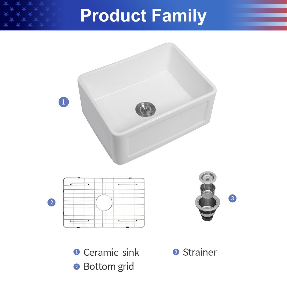 24 in. x 18 in. White Ceramic Reversible Farmhouse Kitchen Sink, 10 in. Deep Single Bowl Apron Front Utility & Laundry Sink
