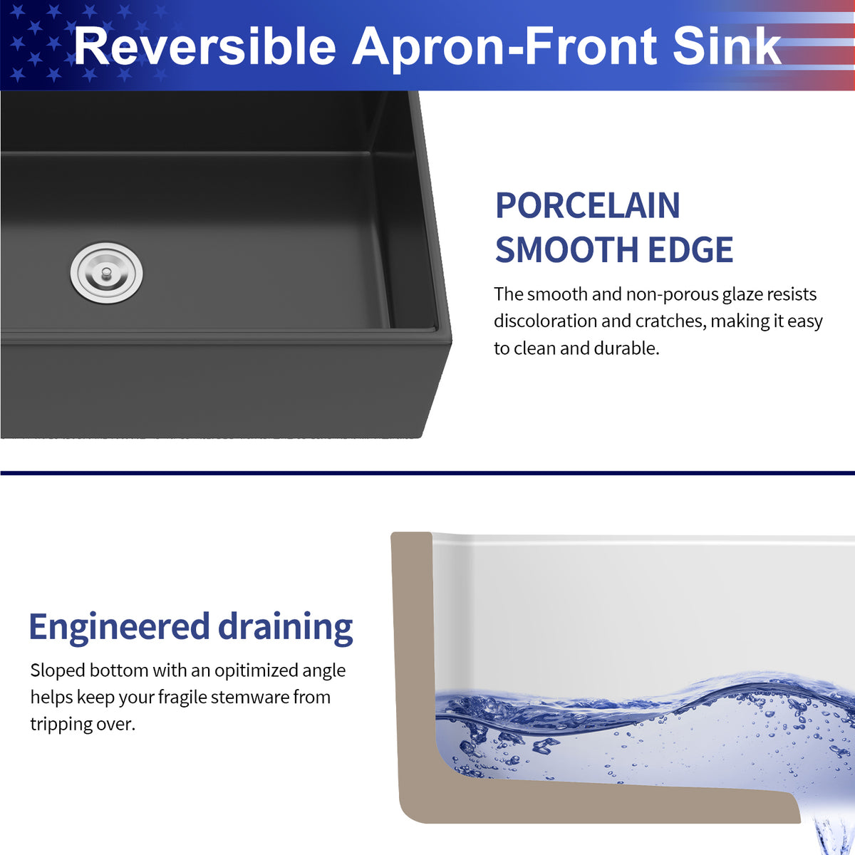 33 in. x 20 in. Porcelain Ceramic Reversible Workstation Farmhouse Kitchen Sink, 10 in. Deep Single Bowl Apron Front Sink with Cutting Board & Accessories
