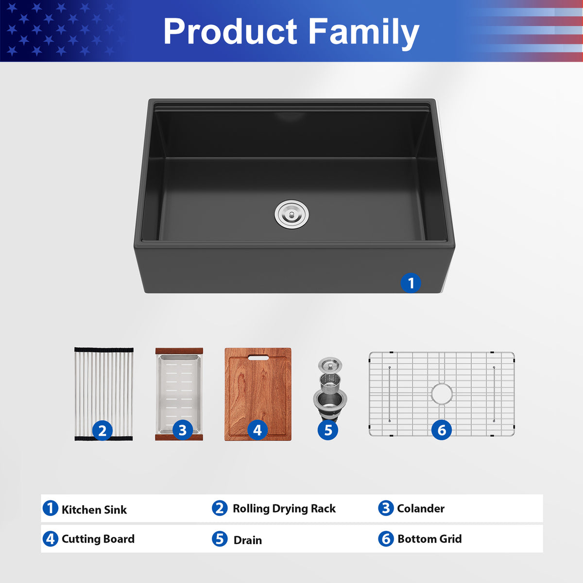 33 in. x 20 in. Porcelain Ceramic Reversible Workstation Farmhouse Kitchen Sink, 10 in. Deep Single Bowl Apron Front Sink with Cutting Board & Accessories