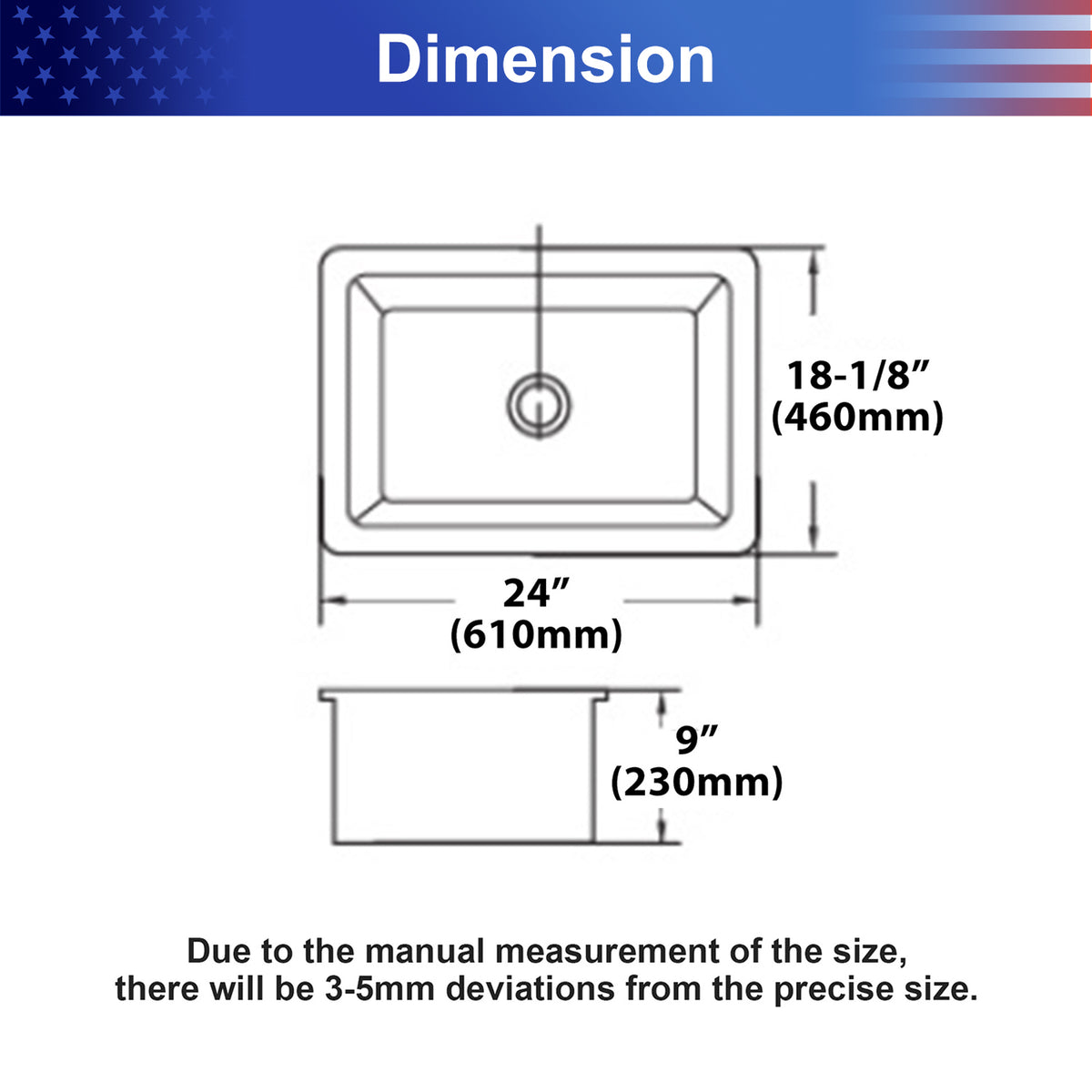 24 in. x 18 in. White Porcelain Ceramic Kitchen Sink, 9 in. Deep Single Bowl Undermount Top Mount Dual Mount Sink with Stainless Steel Grid