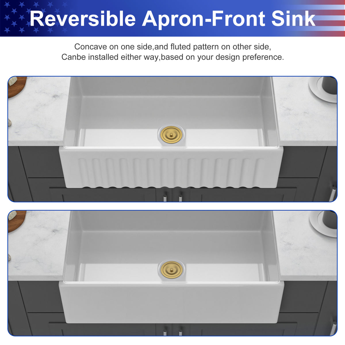 33 in. x 20 in. White Porcelain Ceramic Reversible Workstation Farmhouse Kitchen Sink, 10 in. Deep Single Bowl Apron Front Sink with Cutting Board & Accessories