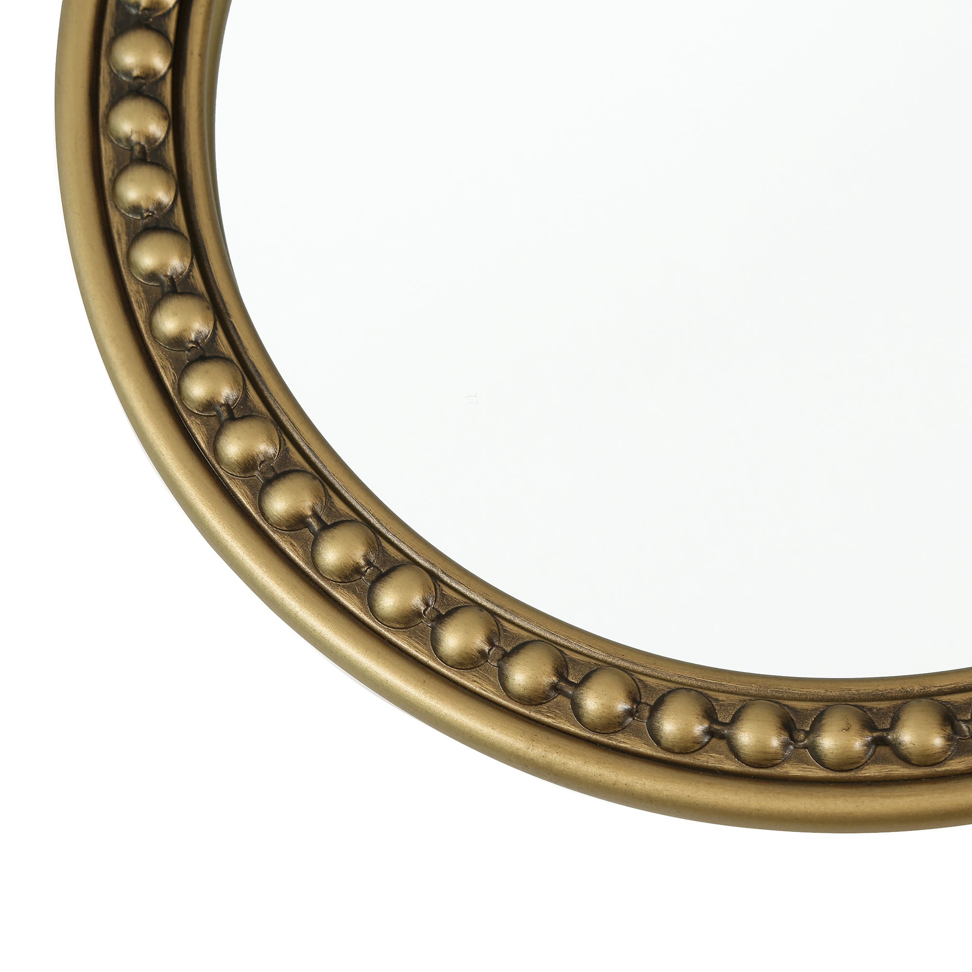 31.5 in. Antique Gold Quatrefoil Wall Mirror, Ornate Irregular Accent Mirror with Beaded Metal Frame for Bathroom, Living Room & Entryway
