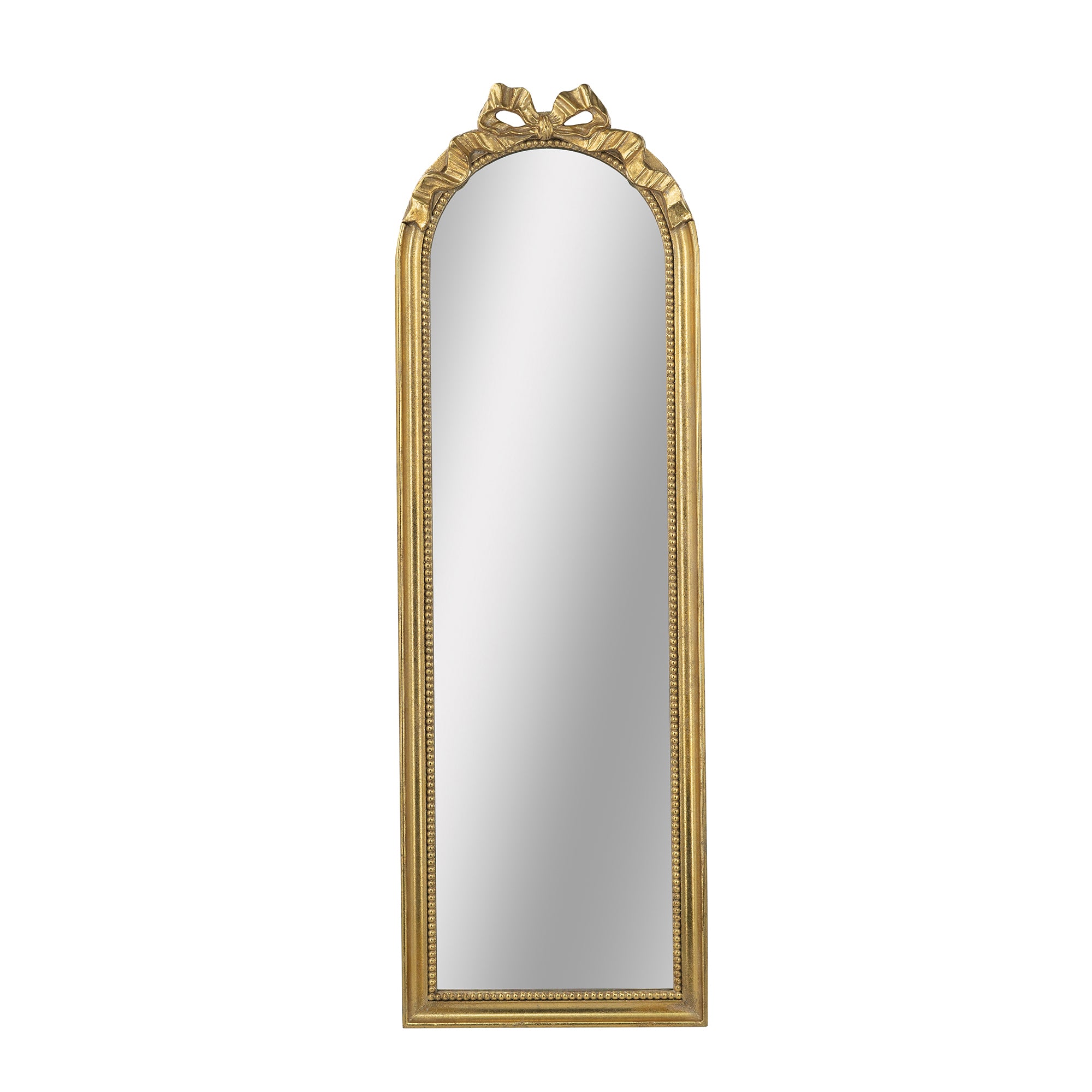 15.8 in. x 48.8 in. Gold Baroque Arched Full Length Wall Mirror, Ornate Scrollwork Crown Decorative Dressing Mirror