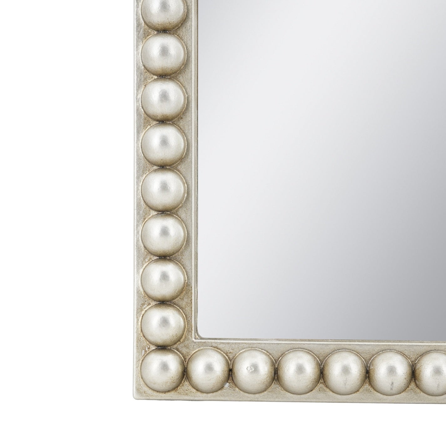 Champagne Gold Arched Wall Mirror with Pearl Beaded Trim, Cathedral-Style MDF Frame Decorative Mirror for Living Room, Bedroom & Entryway