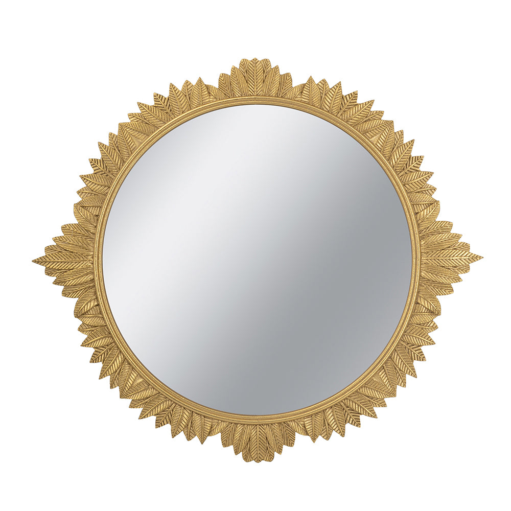 35.5 in. x 31.5 in. Soft Gold Rococo Wall Mirror, Ornate Carved MDF Frame Decorative Accent Mirror for Living Room, Hallway & Bedroom