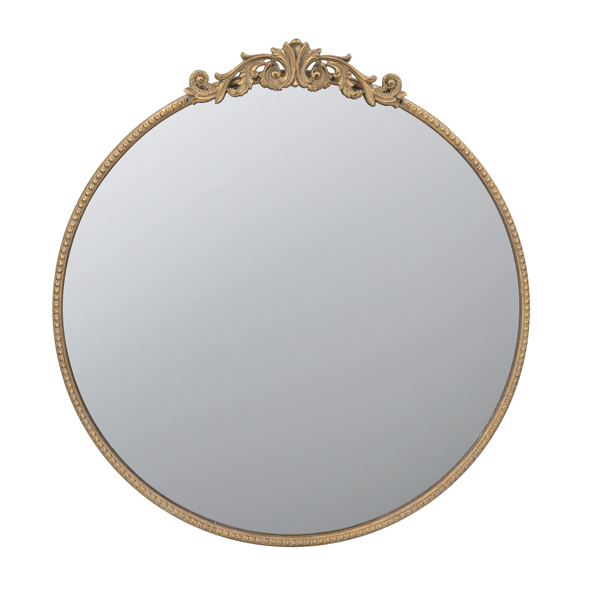 30 in. x 32 in. Round Baroque-Inspired Wall Mirror, Classic Ornate Decorative Accent Mirror for Bathroom, Entryway & Console