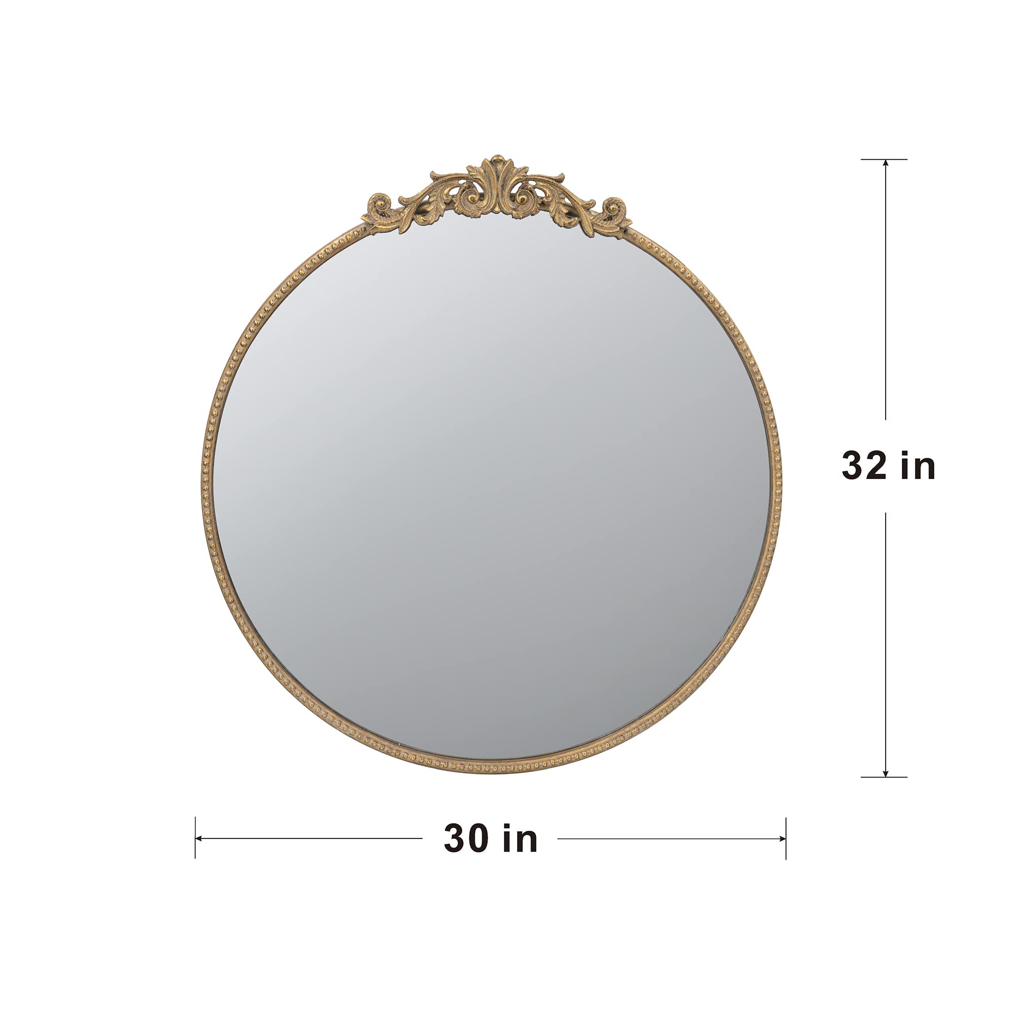 30 in. x 32 in. Round Baroque-Inspired Wall Mirror, Classic Ornate Decorative Accent Mirror for Bathroom, Entryway & Console