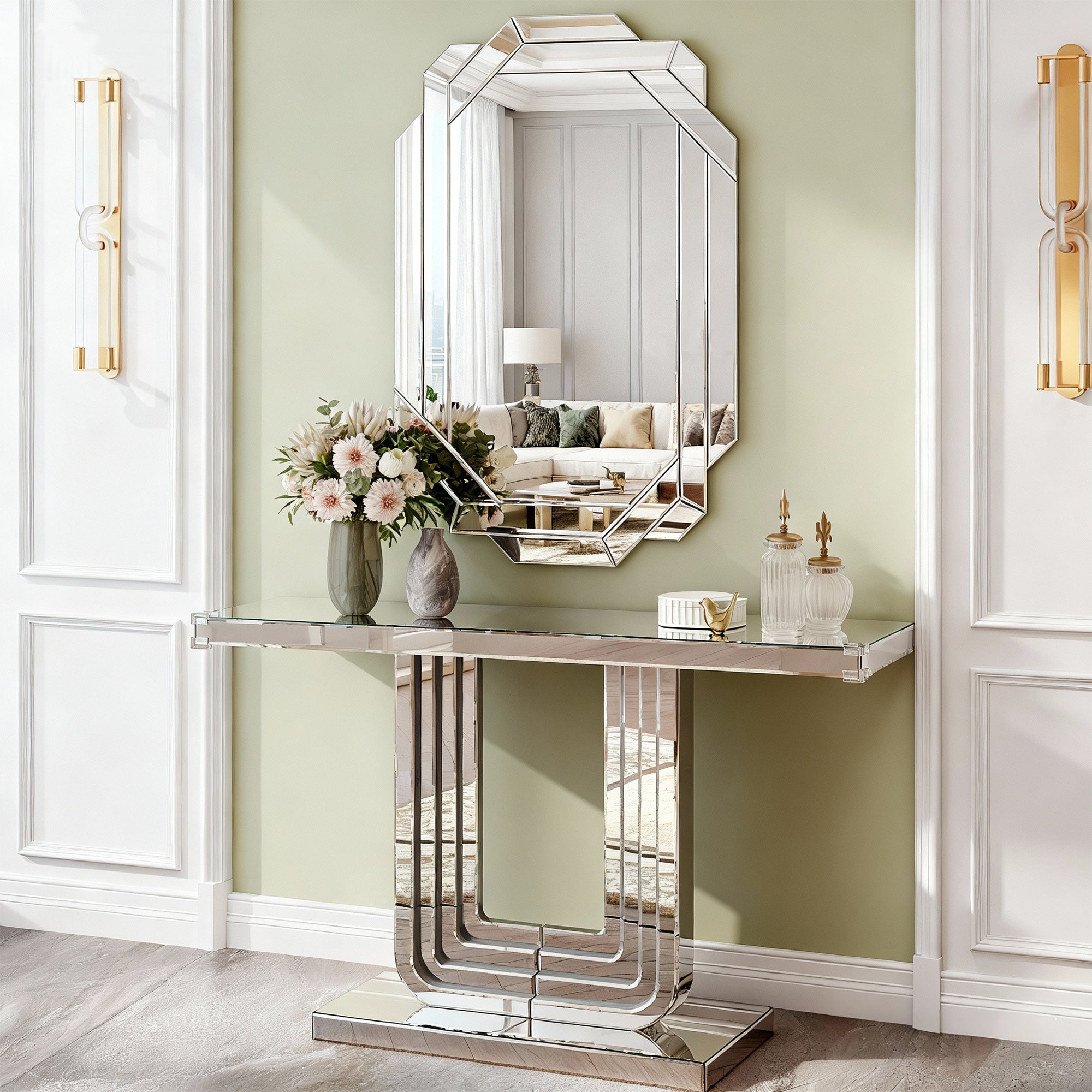 35.8 in. x 23.8 in. Frameless Rectangle Wall Mirror, Beveled Edge Full Length Decorative Mirror, Horizontal or Vertical for Bathroom, Bedroom & Living Room