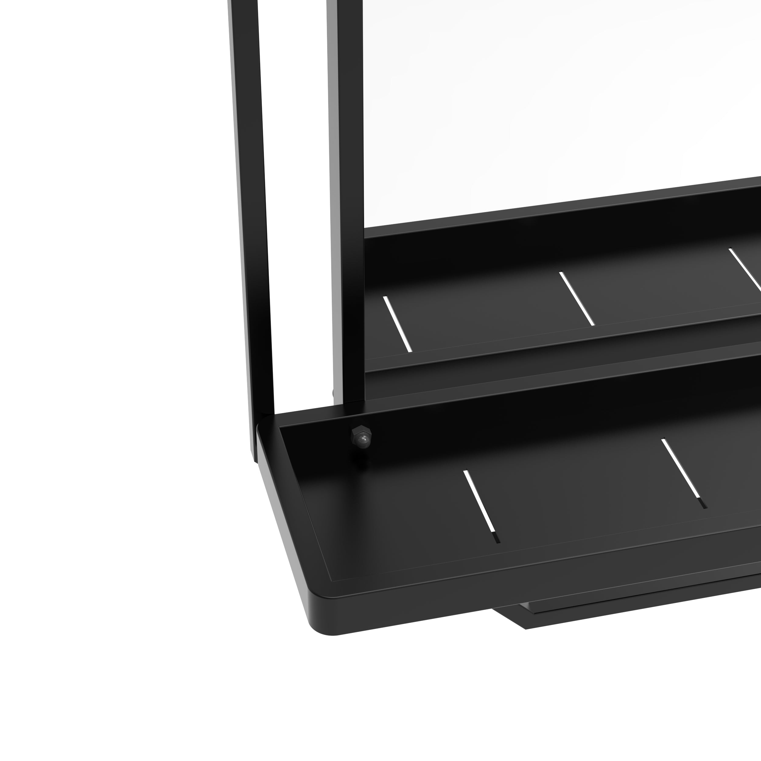 Black Metal Frame Bathroom Vanity Mirror with Multi-Tier Storage Shelf, 4 mm HD Wall Mirror, Horizontal or Vertical