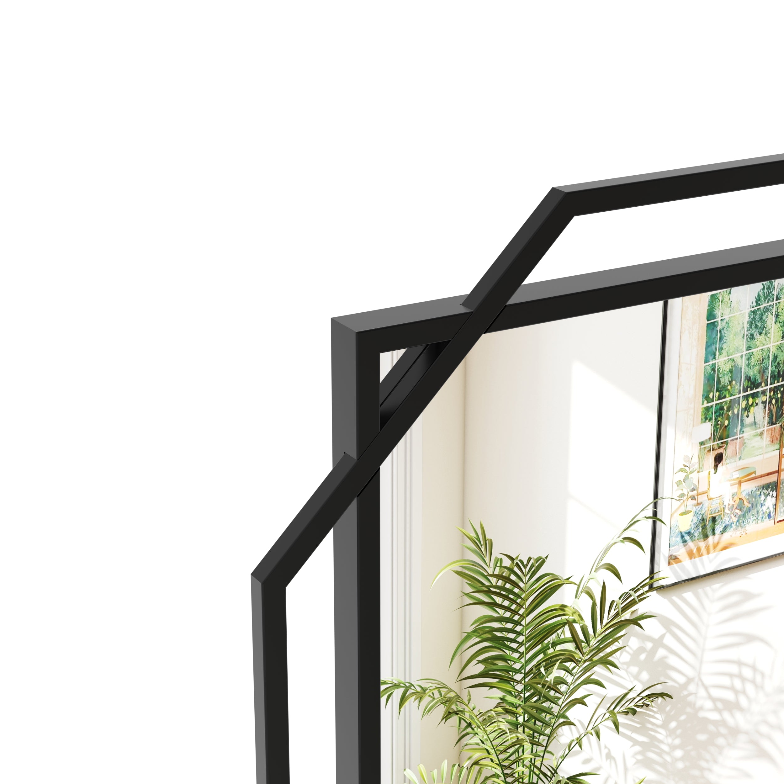 Black Metal Frame Bathroom Vanity Mirror with Multi-Tier Storage Shelf, 4 mm HD Wall Mirror, Horizontal or Vertical