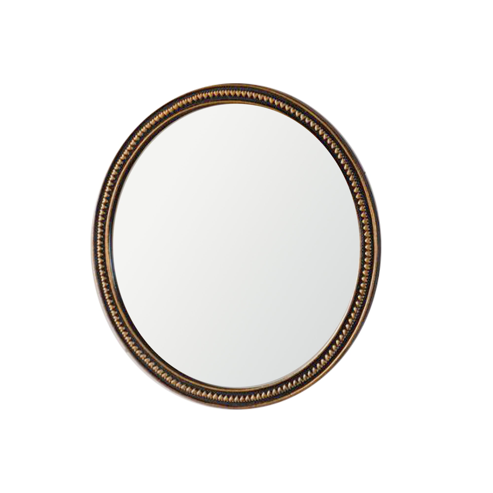 23.62 in. Vintage Gold Round Wall Mirror, Beaded Frame Decorative Accent Mirror for Living Room, Bedroom, Bathroom & Entryway